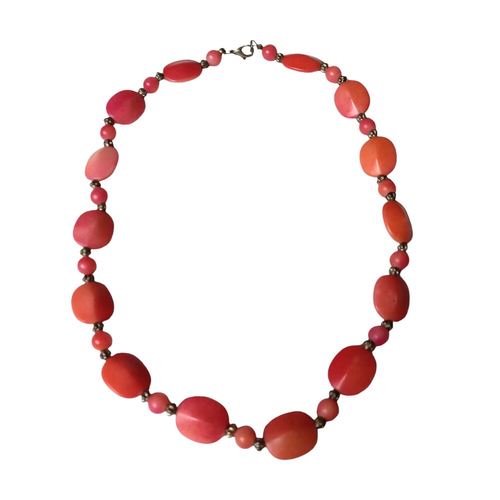 Coral Orange Tones Ombre Beaded Necklace VTG 9" Fall Autumn Halloween Jewelry